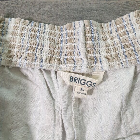 Striped Linen Rayon Blend Elastic 34 In Waist Shorts Drawstring Tassel  XL Beach - Picture 4 of 6